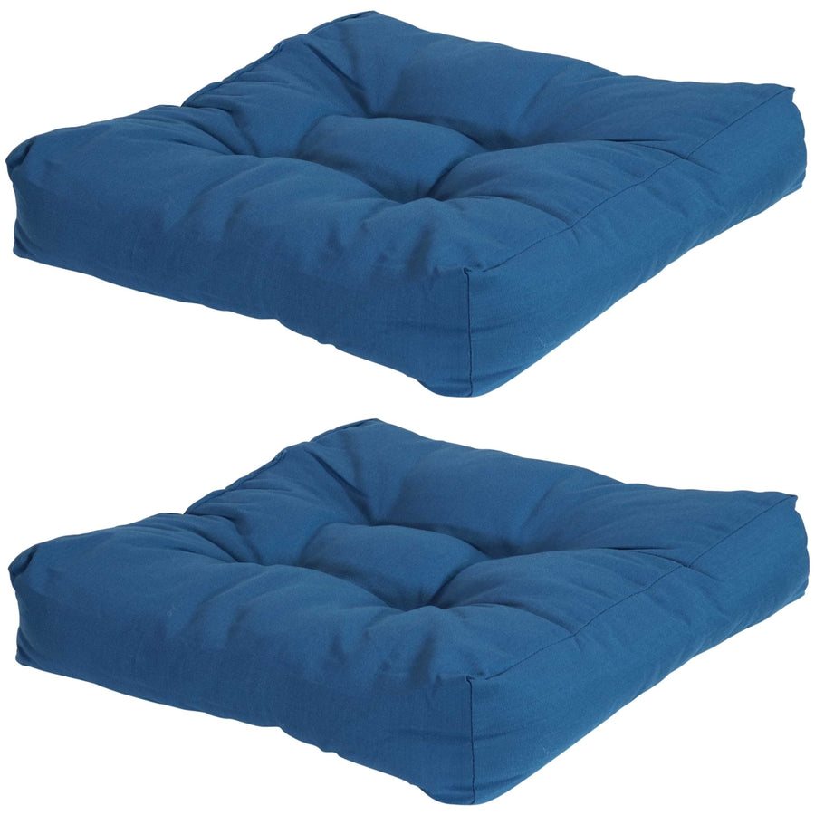 Sunnydaze Outdoor Square Olefin Tufted Seat Cushions - Blue - Set of 2 Image 1