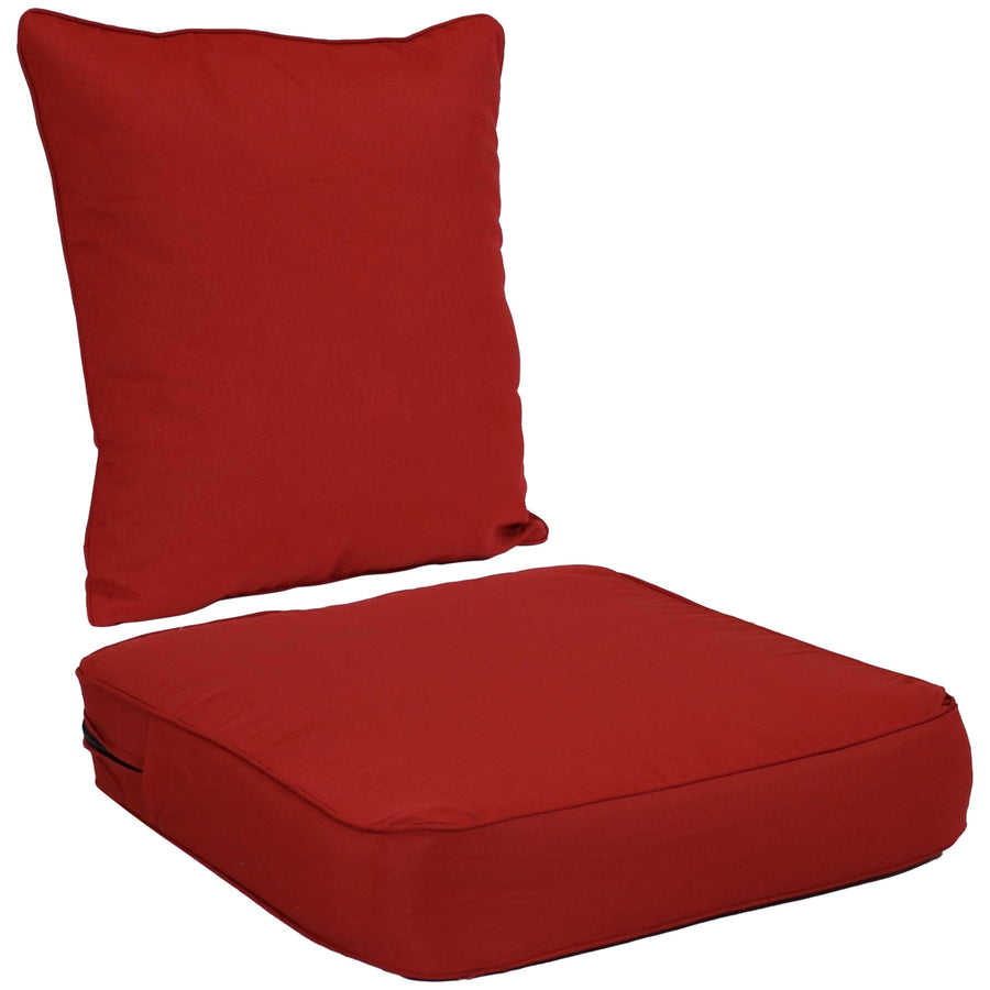 Sunnydaze Indoor/Outdoor Polyester Back and Seat Cushions - Red Image 1