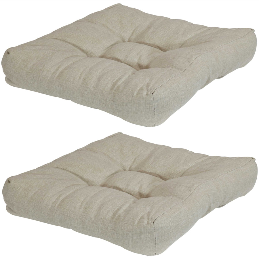 Sunnydaze Outdoor Square Olefin Tufted Seat Cushions - Beige - Set of 2 Image 1