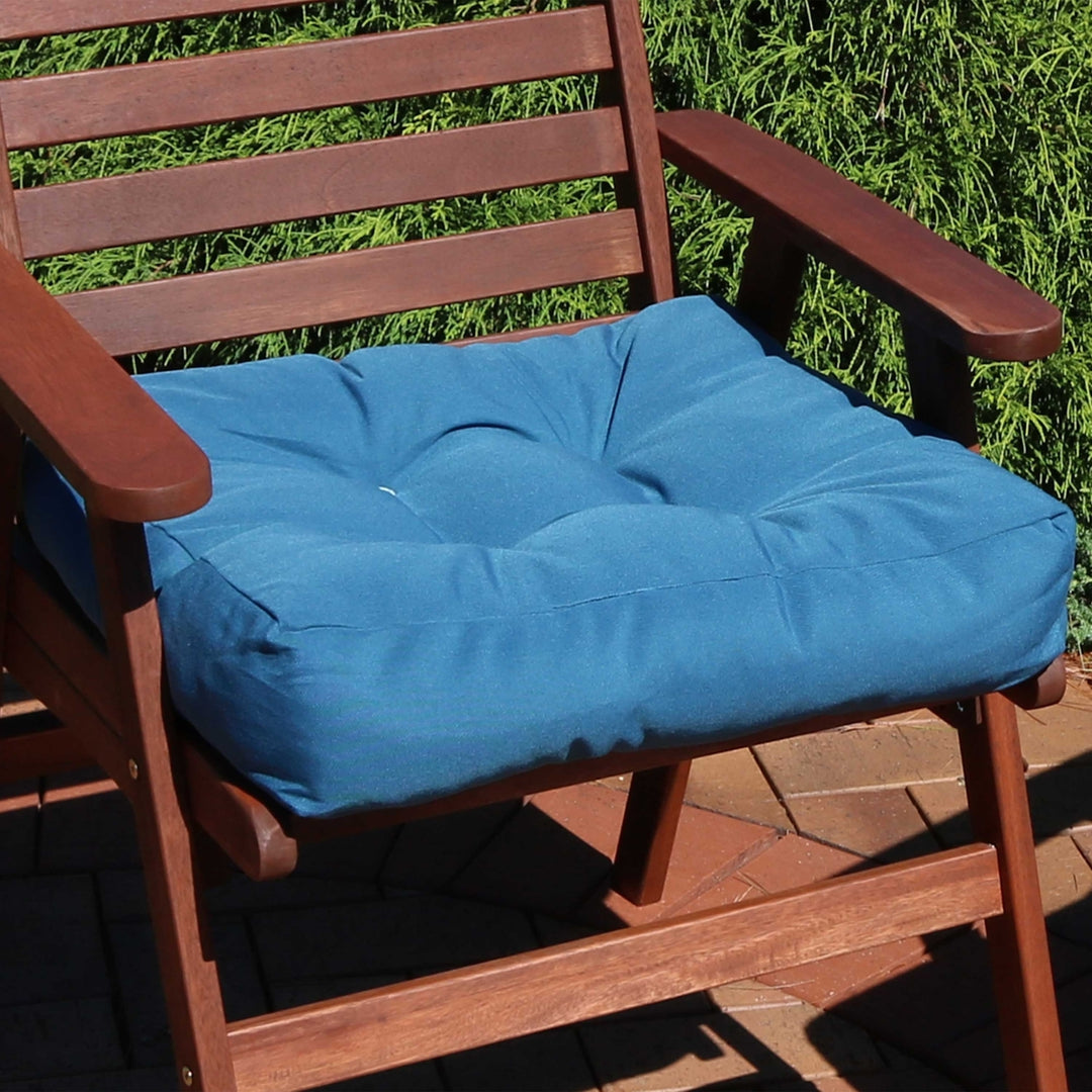 Sunnydaze Outdoor Square Olefin Tufted Seat Cushions - Blue - Set of 2 Image 6