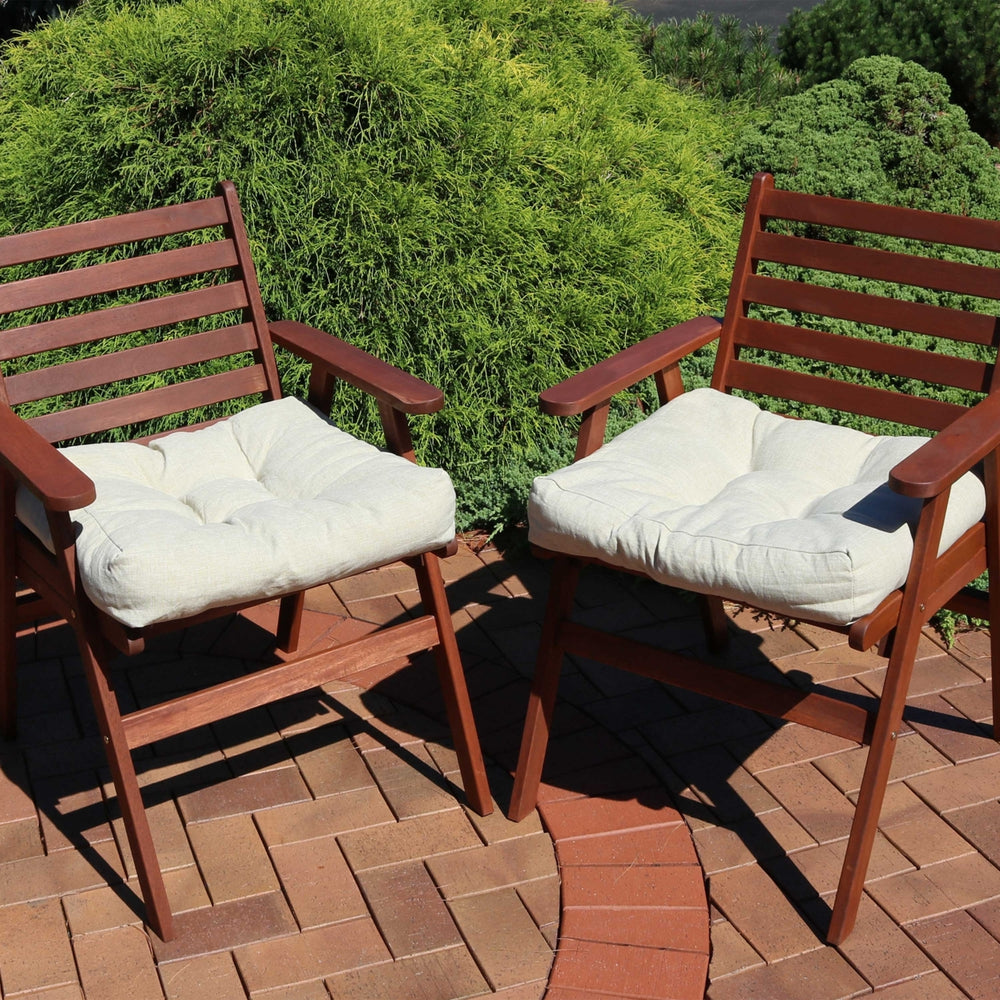 Sunnydaze Outdoor Square Olefin Tufted Seat Cushions - Beige - Set of 2 Image 2