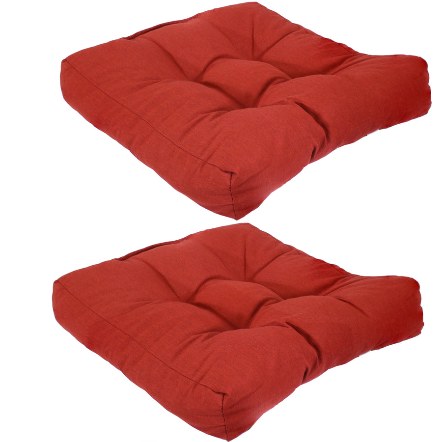 Sunnydaze Outdoor Square Olefin Tufted Seat Cushions - Brick Red - Set of 2 Image 1
