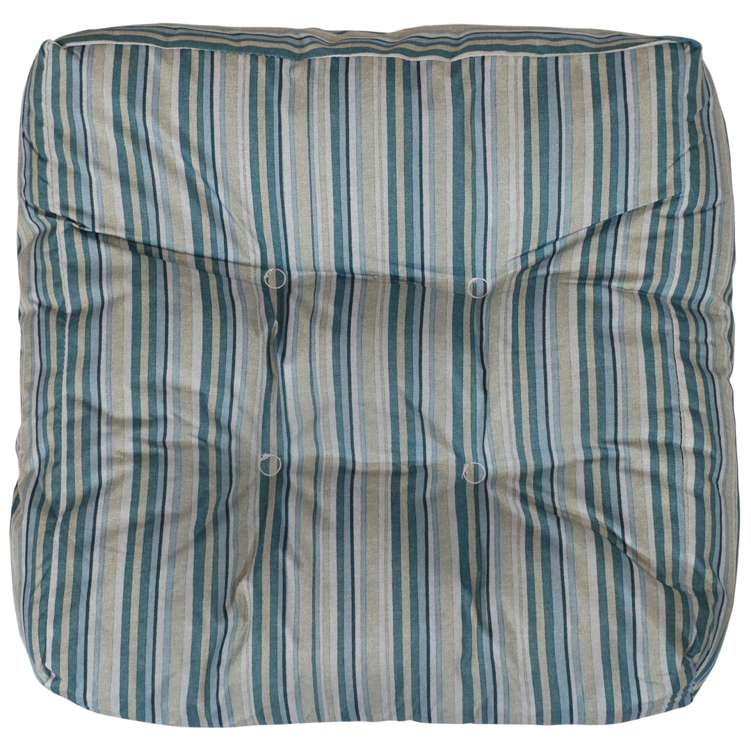 Sunnydaze Outdoor Square Tufted Seat Cushion - Neutral Stripes - Set of 2 Image 8