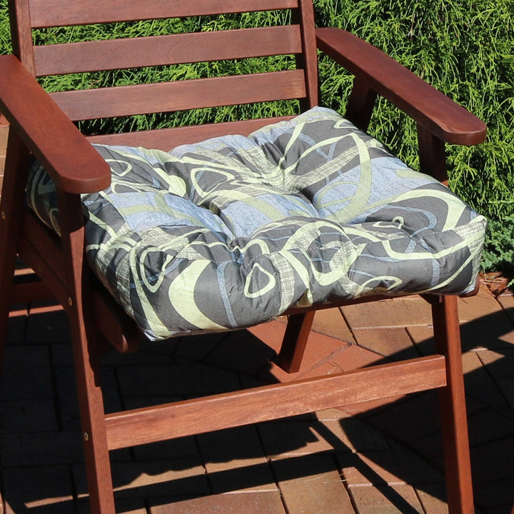 Sunnydaze Outdoor Square Tufted Seat Cushion - Modern Jazz - Set of 2 Image 6
