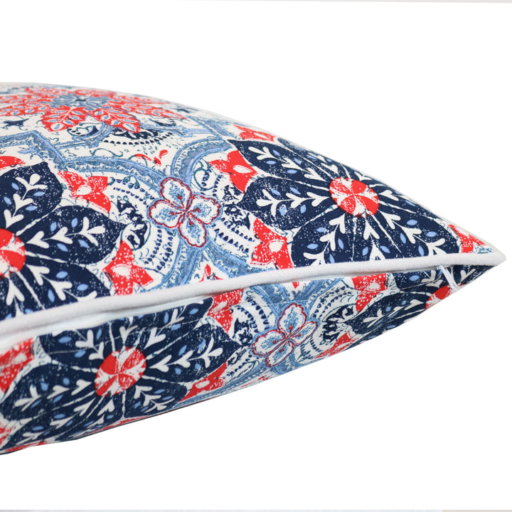 Sunnydaze Set of 2 Indoor/Outdoor Throw Pillows - 16-Inch - Red and Blue Floral Image 5