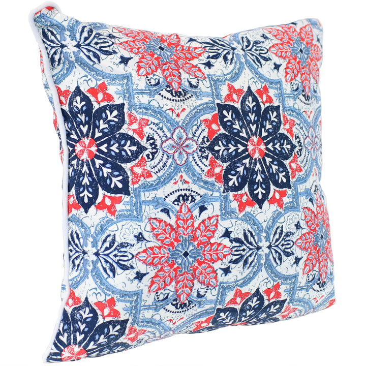Sunnydaze Set of 2 Indoor/Outdoor Throw Pillows - 16-Inch - Red and Blue Floral Image 6