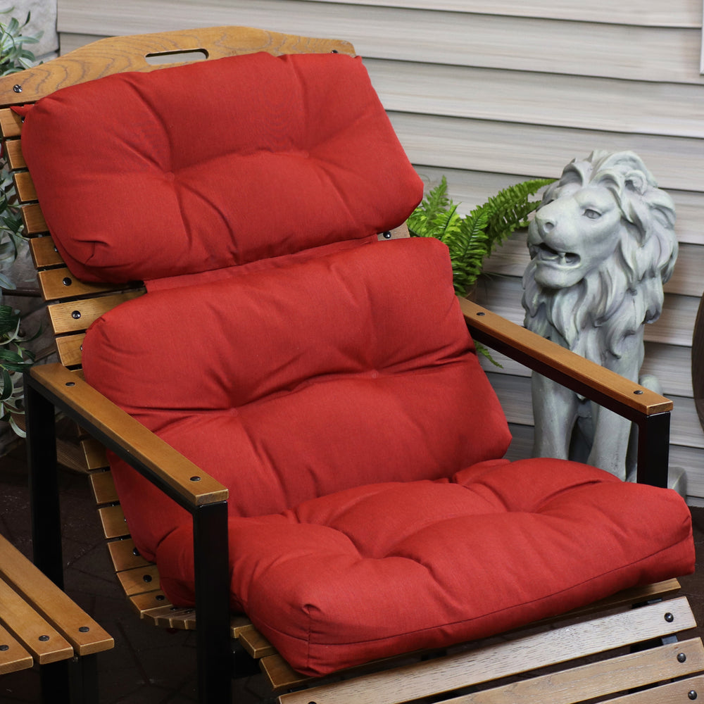 Sunnydaze Indoor/Outdoor Olefin Tufted High-Back Chair Cushion - Red Image 2