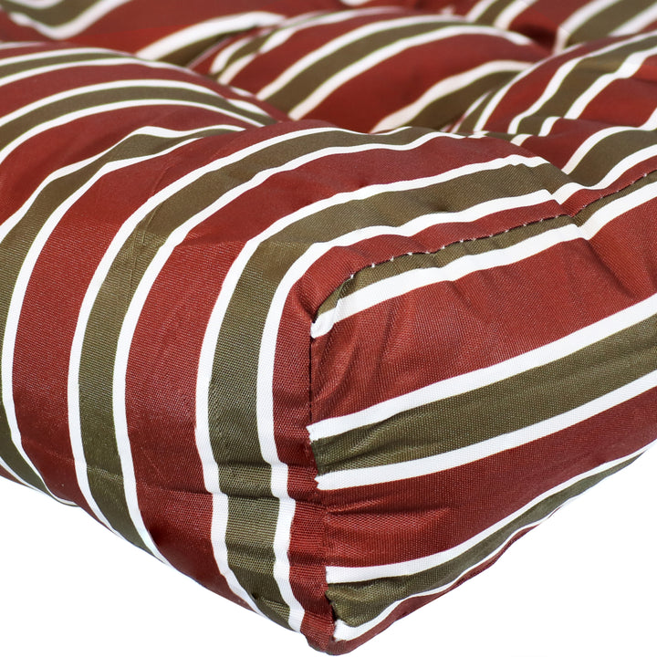 Sunnydaze Outdoor Square Tufted Seat Cushion - Red Stripe - Set of 2 Image 5