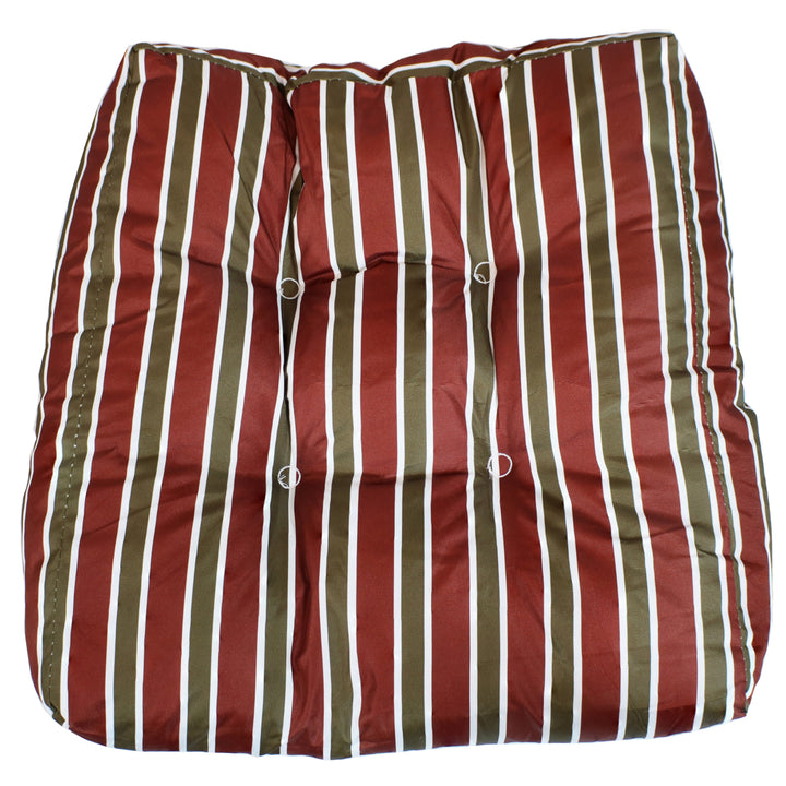 Sunnydaze Outdoor Square Tufted Seat Cushion - Red Stripe - Set of 2 Image 6