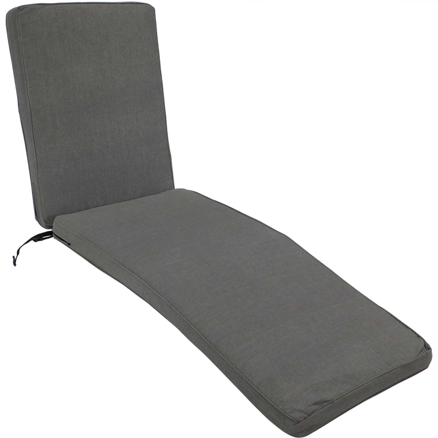 Sunnydaze Indoor/Outdoor Olefin Chaise Lounge Chair Cushion - Gray Image 1