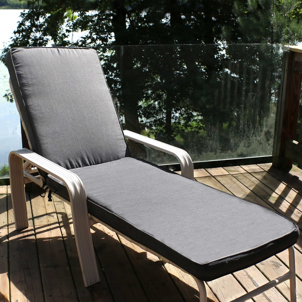 Sunnydaze Indoor/Outdoor Olefin Chaise Lounge Chair Cushion - Gray Image 2