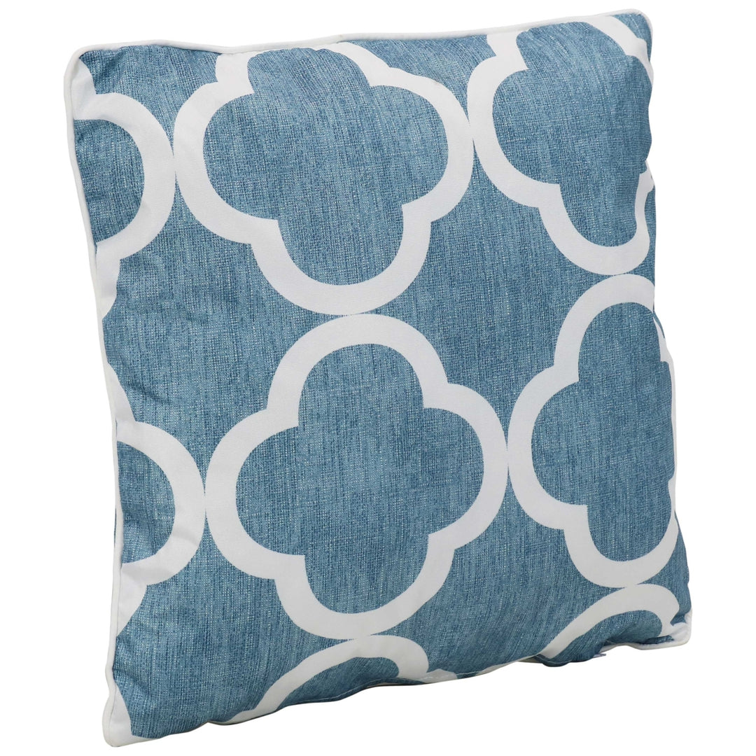 Sunnydaze 2 Indoor/Outdoor Throw Pillows - 16-Inch - Blue and White Quatrefoil Image 6