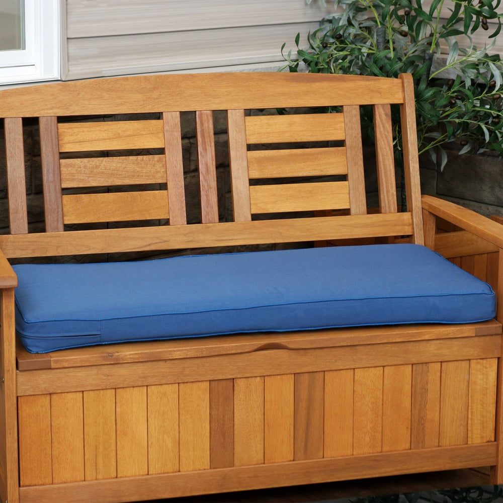 Sunnydaze Indoor/Outdoor Olefin Bench Cushion - 41 in x 18 in - Blue Image 2