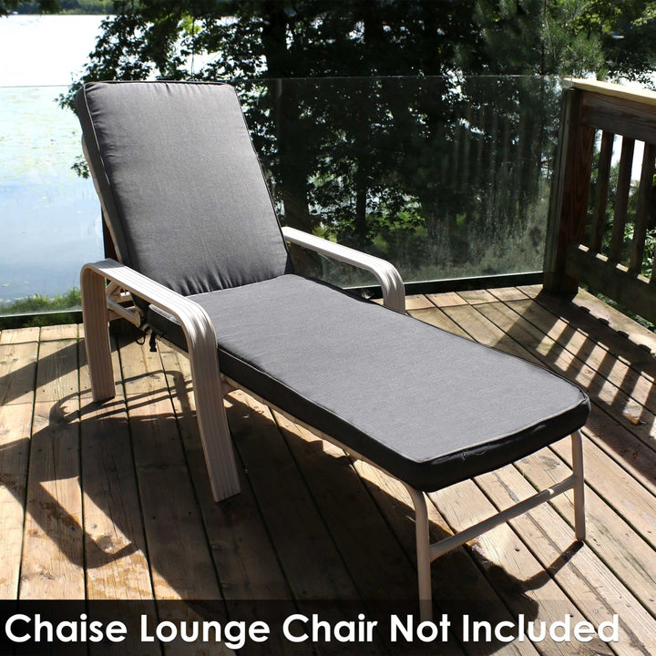 Sunnydaze Indoor/Outdoor Olefin Chaise Lounge Chair Cushion - Gray Image 7