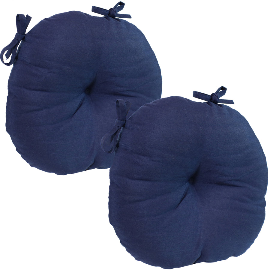 Sunnydaze Outdoor Round Bistro Seat Cushions - Blue - Set of 2 Image 1