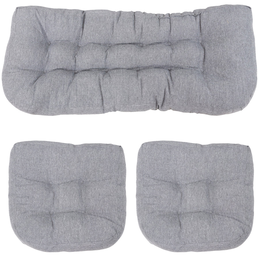 Sunnydaze Indoor/Outdoor Olefin 3-Piece Tufted Settee Cushion Set - Gray Image 1