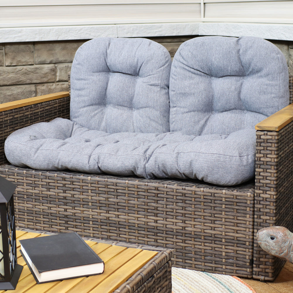Sunnydaze Indoor/Outdoor Olefin 3-Piece Tufted Settee Cushion Set - Gray Image 2