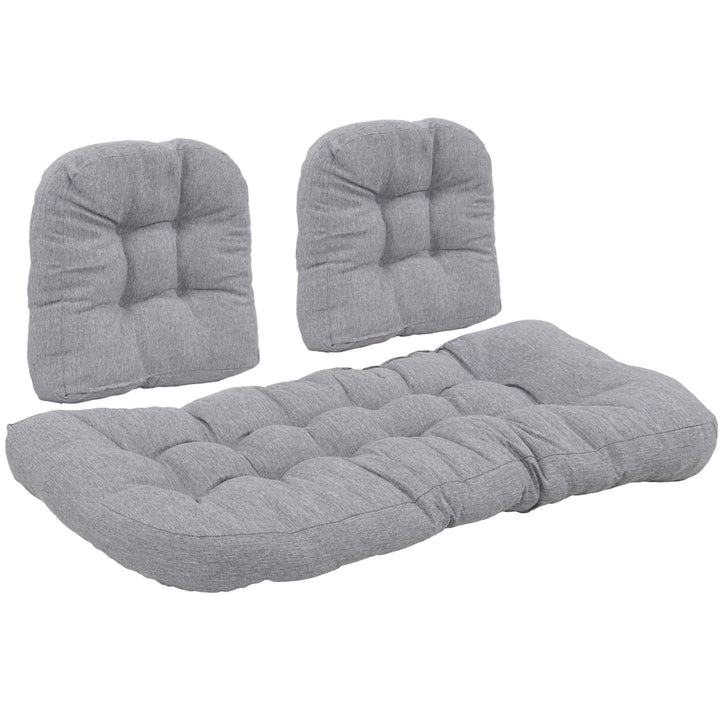 Sunnydaze Indoor/Outdoor Olefin 3-Piece Tufted Settee Cushion Set - Gray Image 6