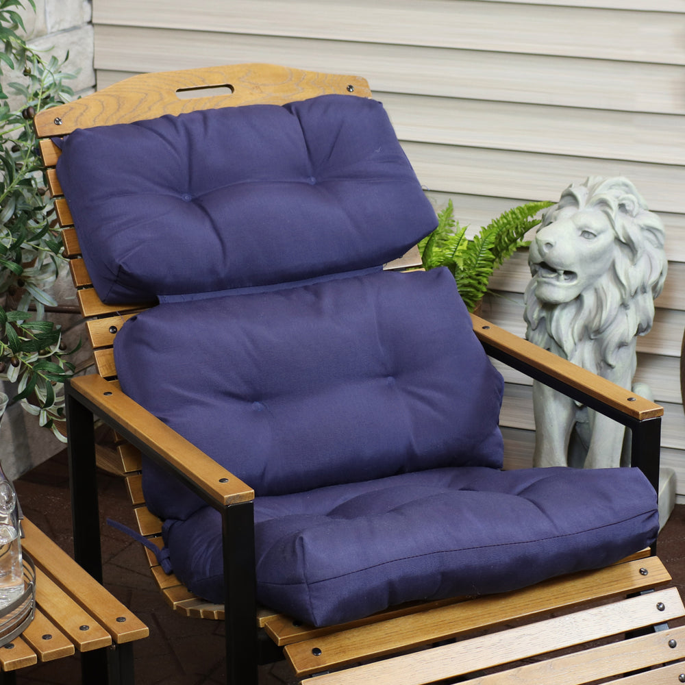 Sunnydaze Indoor/Outdoor Olefin Tufted High-Back Chair Cushion - Blue Image 2