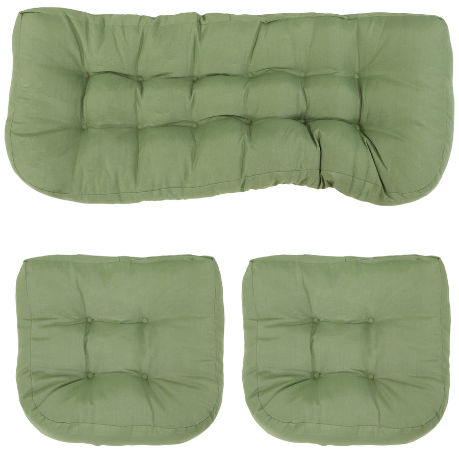 Sunnydaze Indoor/Outdoor Olefin 3-Piece Tufted Settee Cushion Set - Green Image 1