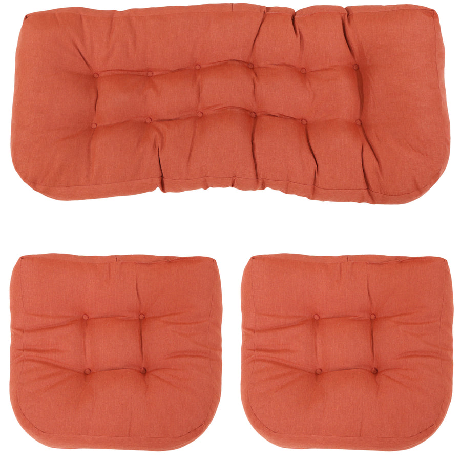 Sunnydaze Indoor/Outdoor Olefin 3-Piece Tufted Settee Cushion Set - Orange Image 1