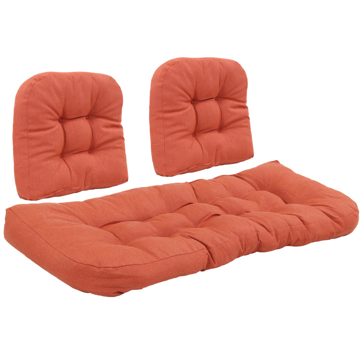 Sunnydaze Indoor/Outdoor Olefin 3-Piece Tufted Settee Cushion Set - Orange Image 6