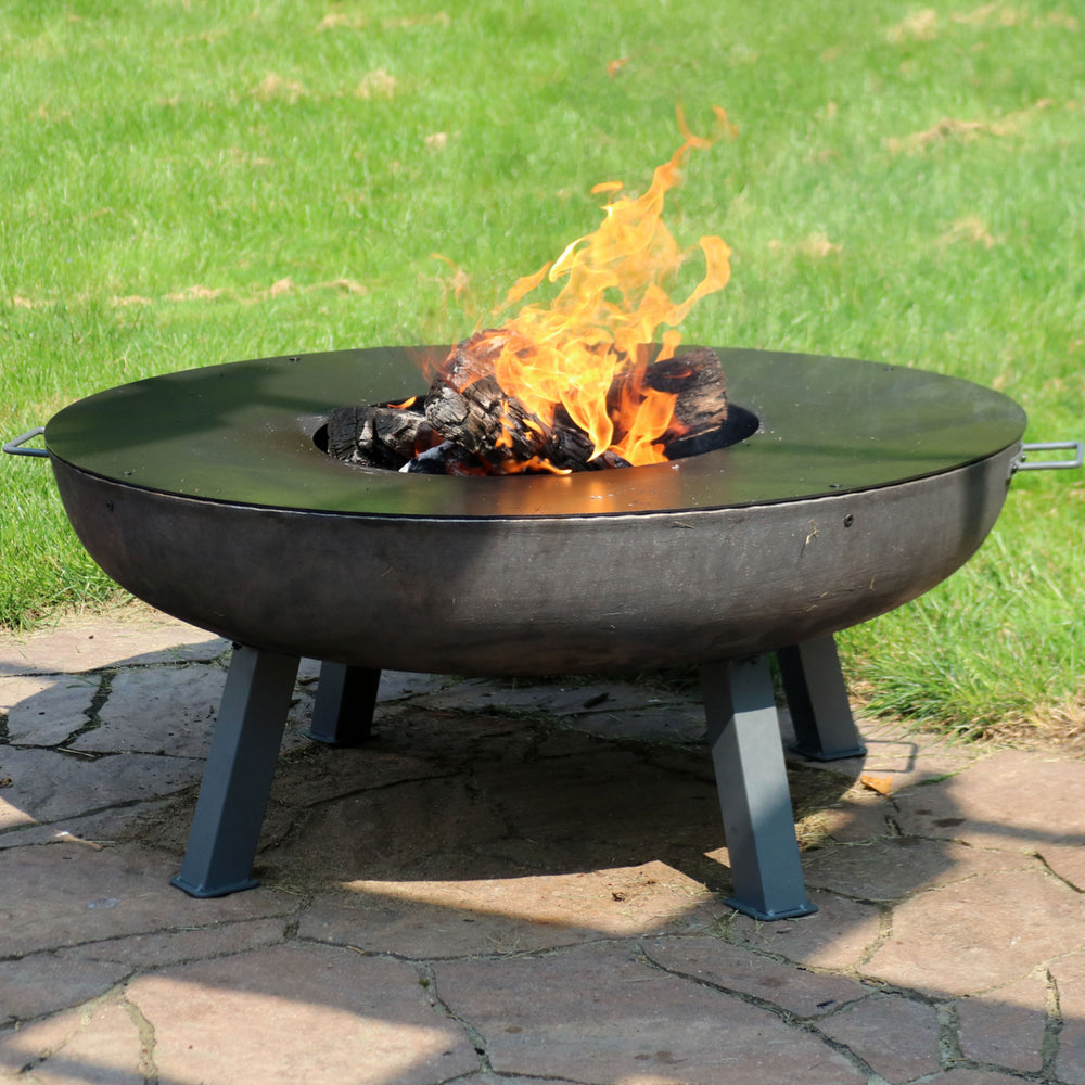 Sunnydaze 40 in Cast Iron Fire Pit Bowl with Cooking Ledge Image 2