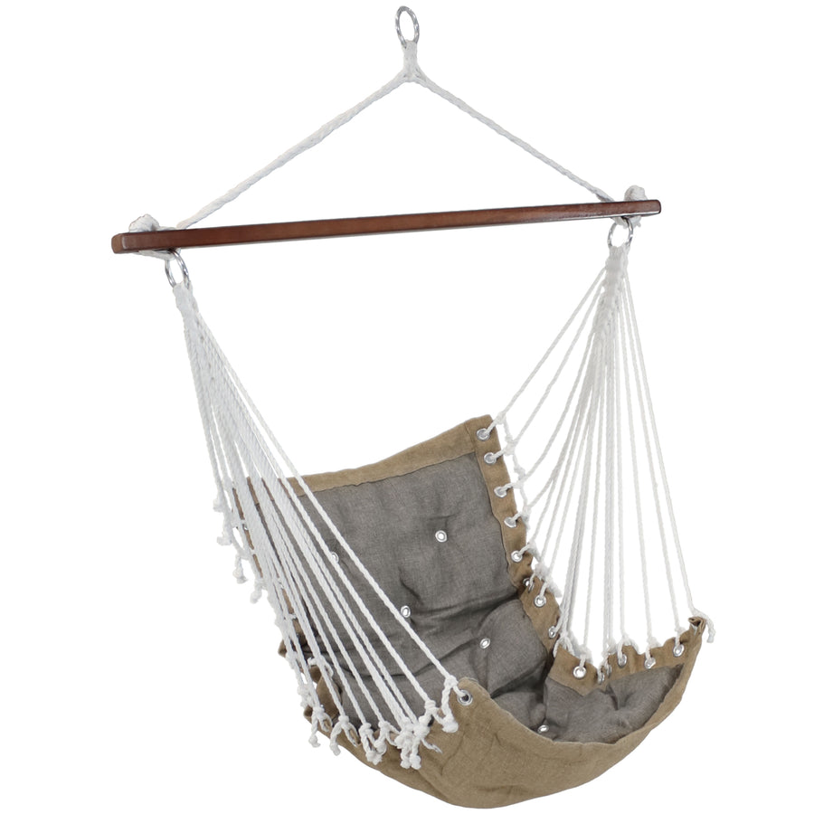 Sunnydaze Polyester Fabric Victorian Hammock Chair with Cushion - Gray Image 1