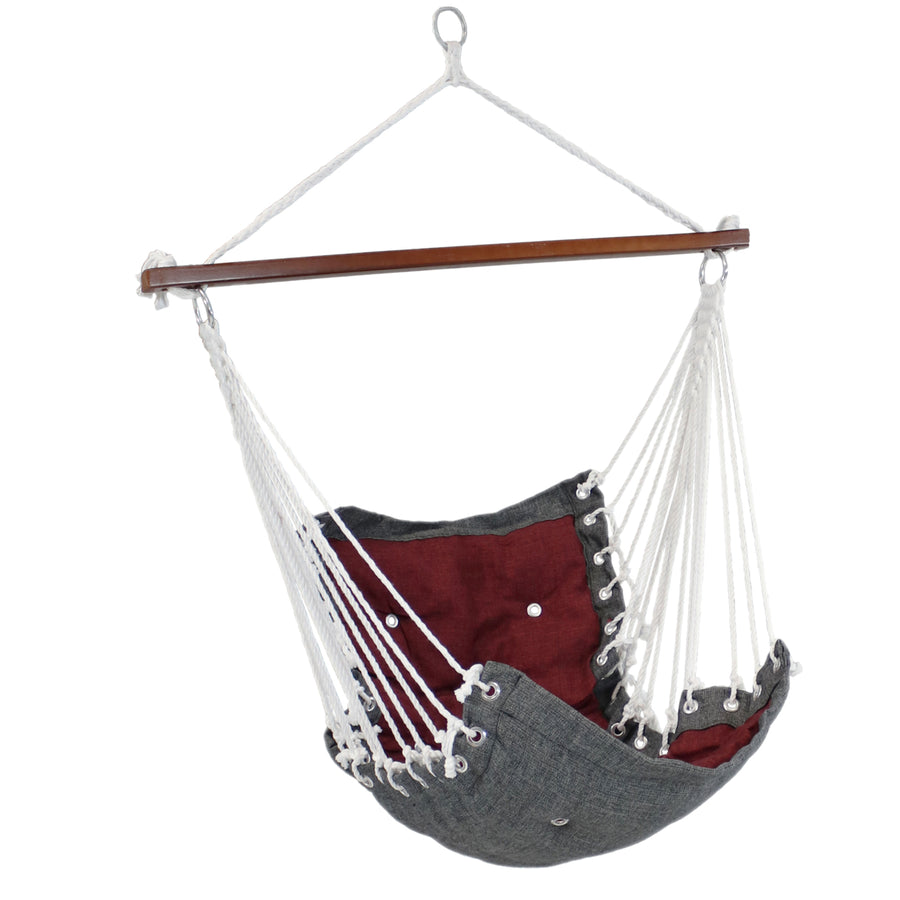Sunnydaze Polyester Fabric Victorian Hammock Chair with Cushion - Red Image 1