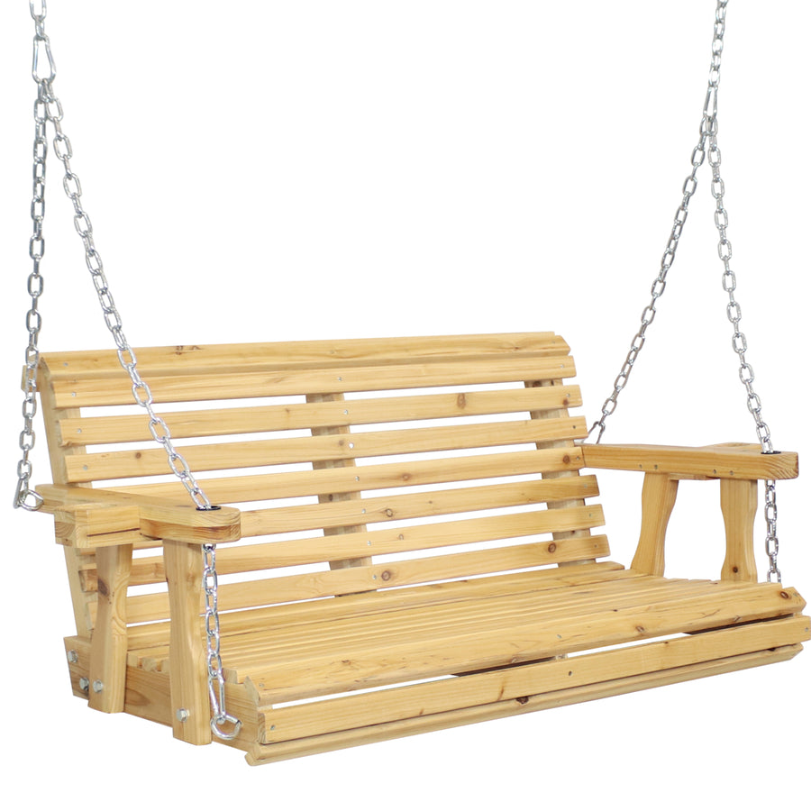 Sunnydaze 2-Person Wooden Porch Swing with Armrests/Chains - Traditional Image 1