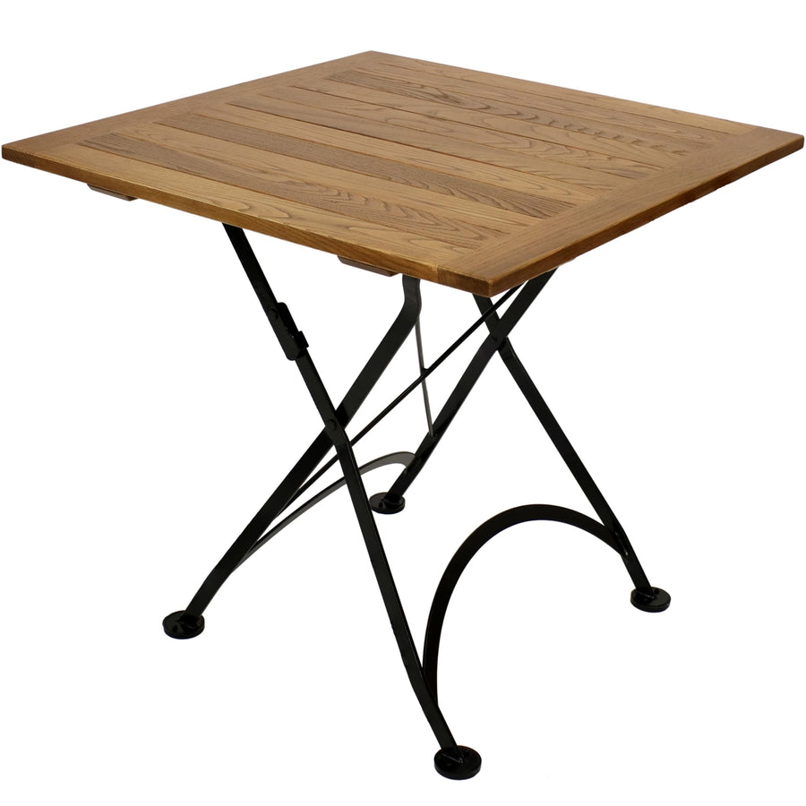 Sunnydaze 31.5 in European Chestnut Wood Folding Square Patio Bistro Table Image 1