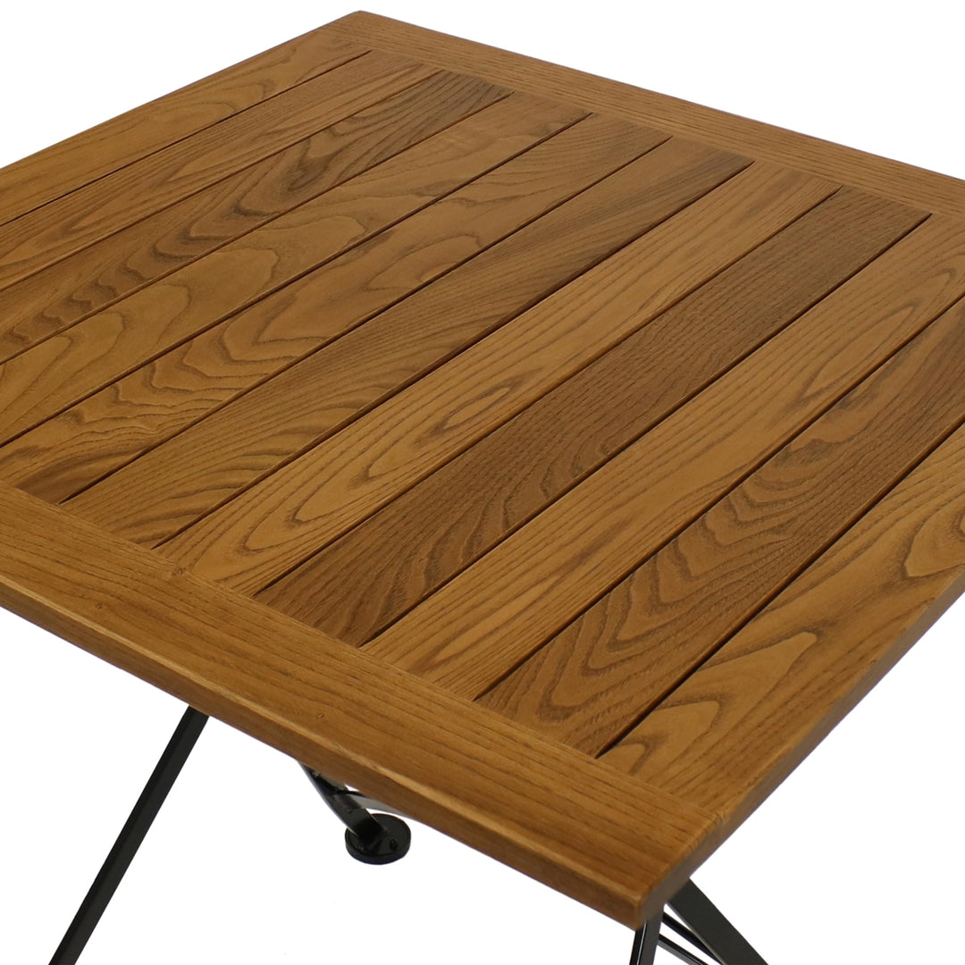 Sunnydaze 31.5 in European Chestnut Wood Folding Square Patio Bistro Table Image 5