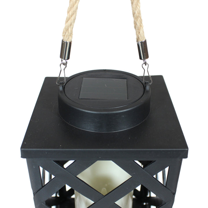 Sunnydaze Modern Crosshatch Outdoor Solar Lantern - 9 in - Black Image 6