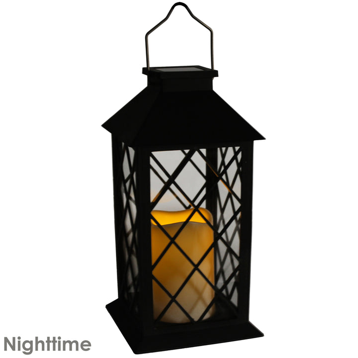 Sunnydaze Concord Outdoor Solar Candle Lantern - 11 in - Black - Set of 2 Image 5