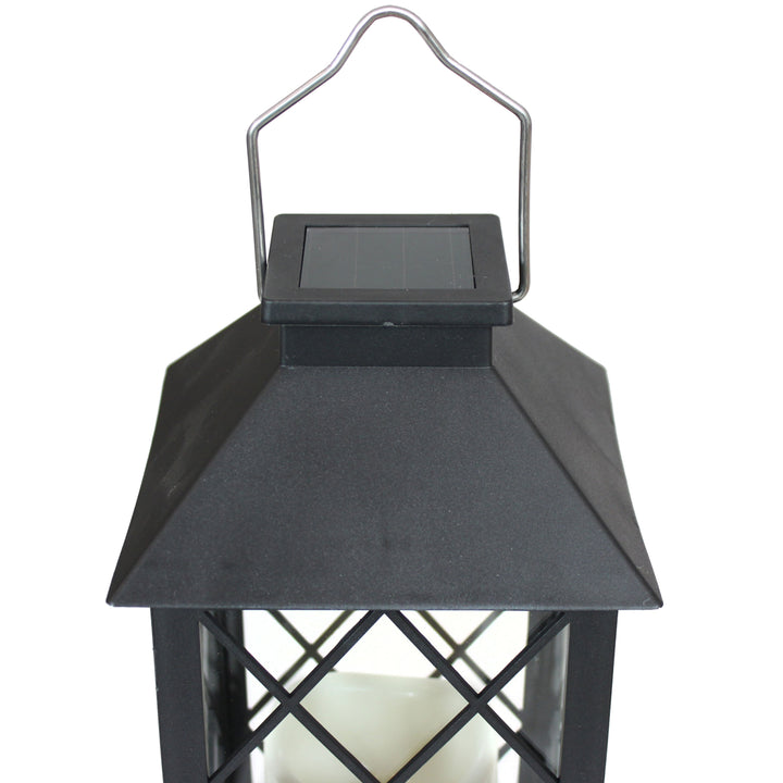 Sunnydaze Concord Outdoor Solar Candle Lantern - 11 in - Black - Set of 2 Image 6