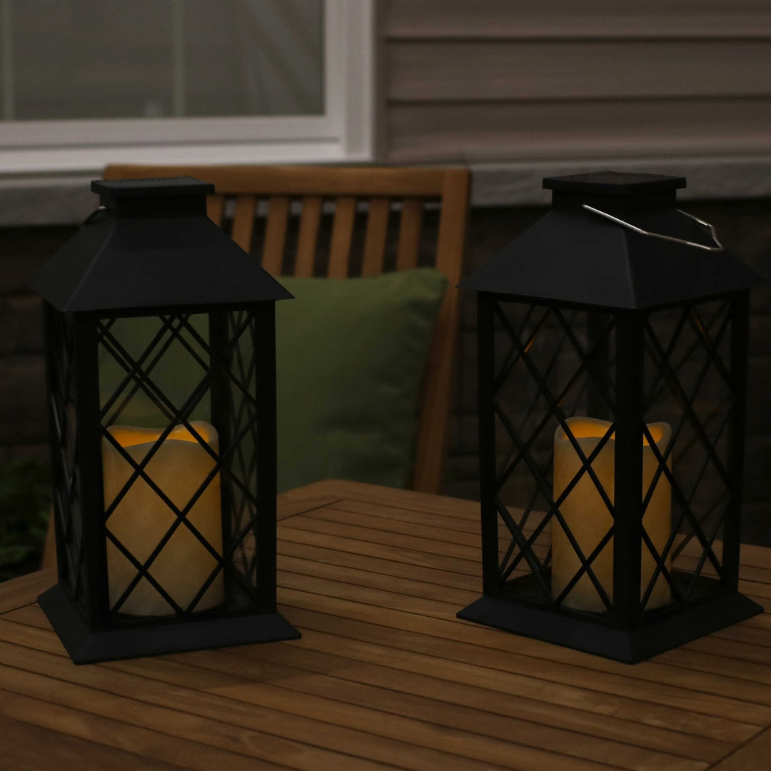 Sunnydaze Concord Outdoor Solar Candle Lantern - 11 in - Black - Set of 2 Image 9