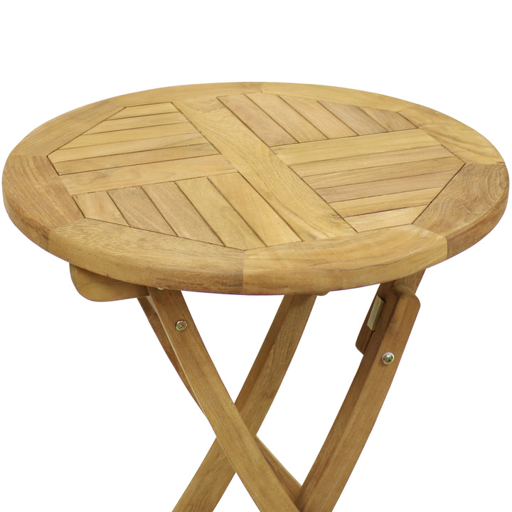 Sunnydaze 23 in Solid Teak Wood Folding Round Patio Dining Image 4