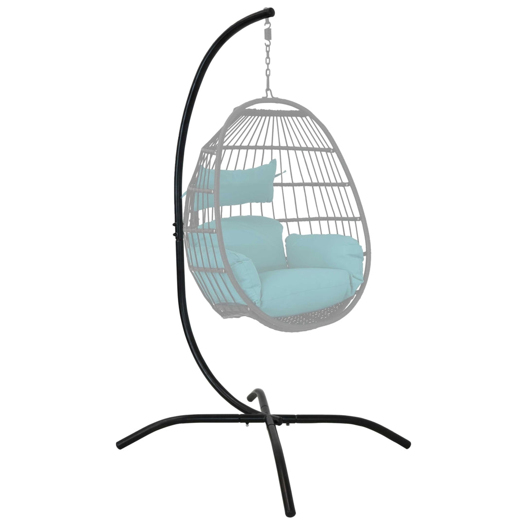Sunnydaze X-Base Powder-Coated Steel Curved Egg Chair Stand - 81 in Image 6