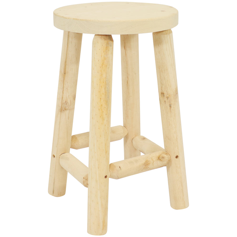 Sunnydaze Rustic Unfinished Fir Wood Indoor Backless Counter-Height Stool Image 1