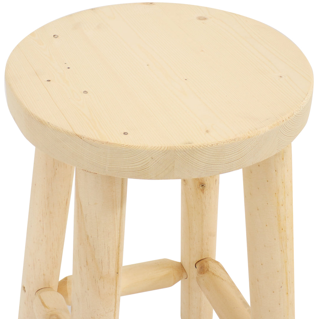 Sunnydaze Rustic Unfinished Fir Wood Indoor Backless Counter-Height Stool Image 5