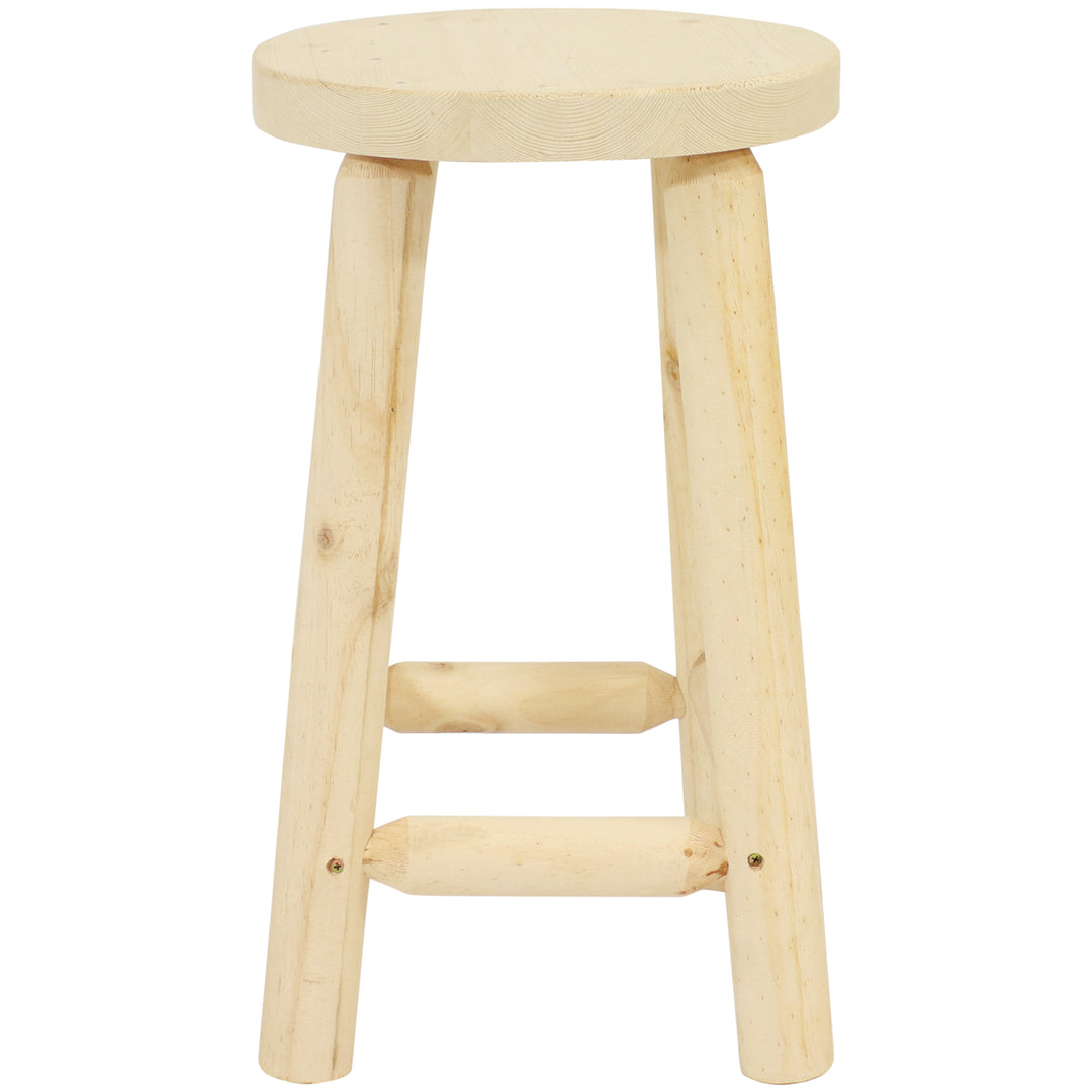 Sunnydaze Rustic Unfinished Fir Wood Indoor Backless Counter-Height Stool Image 8