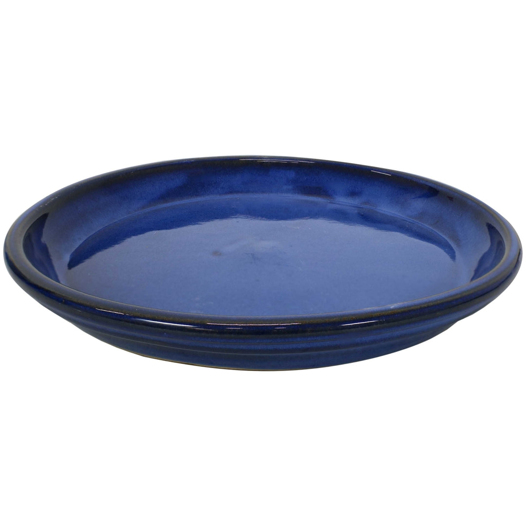 Sunnydaze 12 in Glazed Ceramic Flower Pot/Plant Saucer - Blue - Set of 4 Image 6