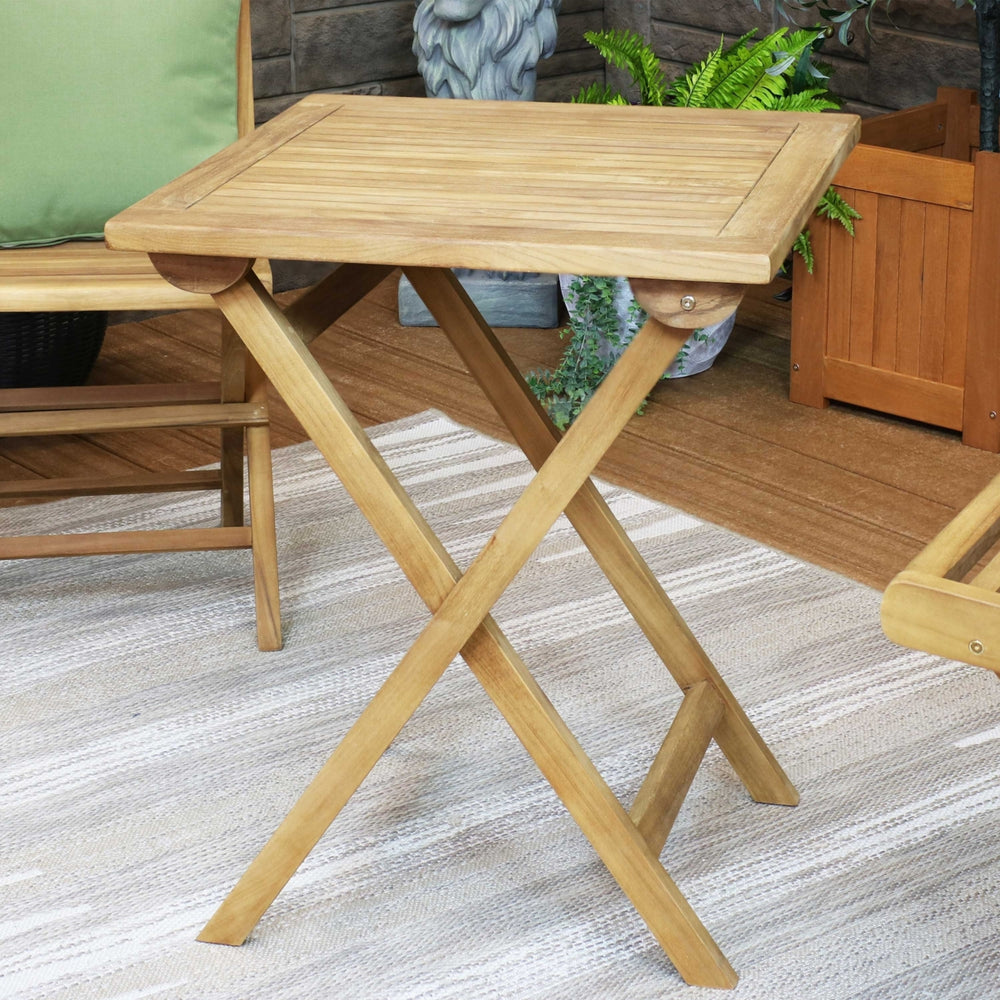 Sunnydaze 24 in Casual Solid Teak Wood Square Patio Dining Image 2