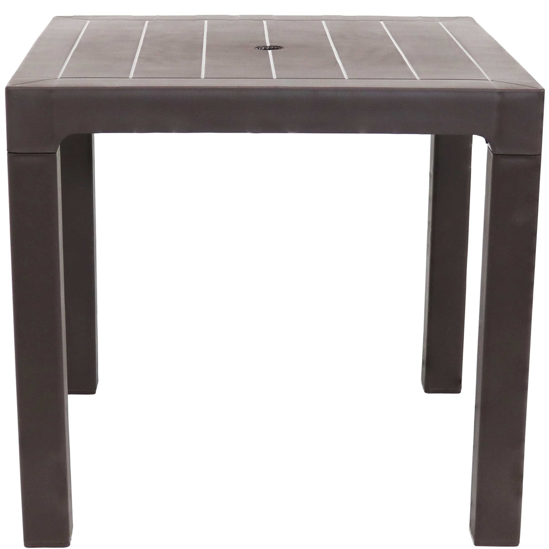 Sunnydaze 31.25 in Plastic Square Patio Dining Table - Brown Image 7