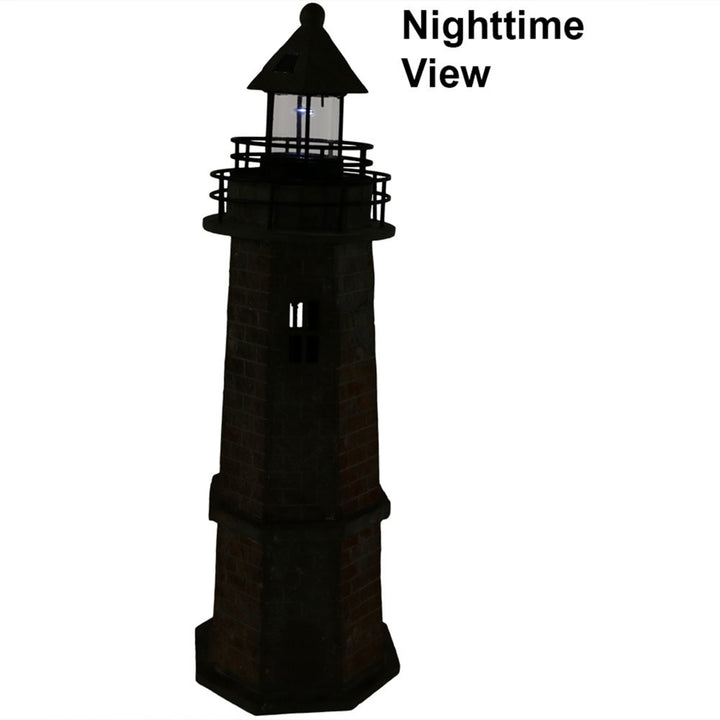 Sunnydaze 35 in Resin and Stone Solar LED Lighthouse Nautical Statue Image 5