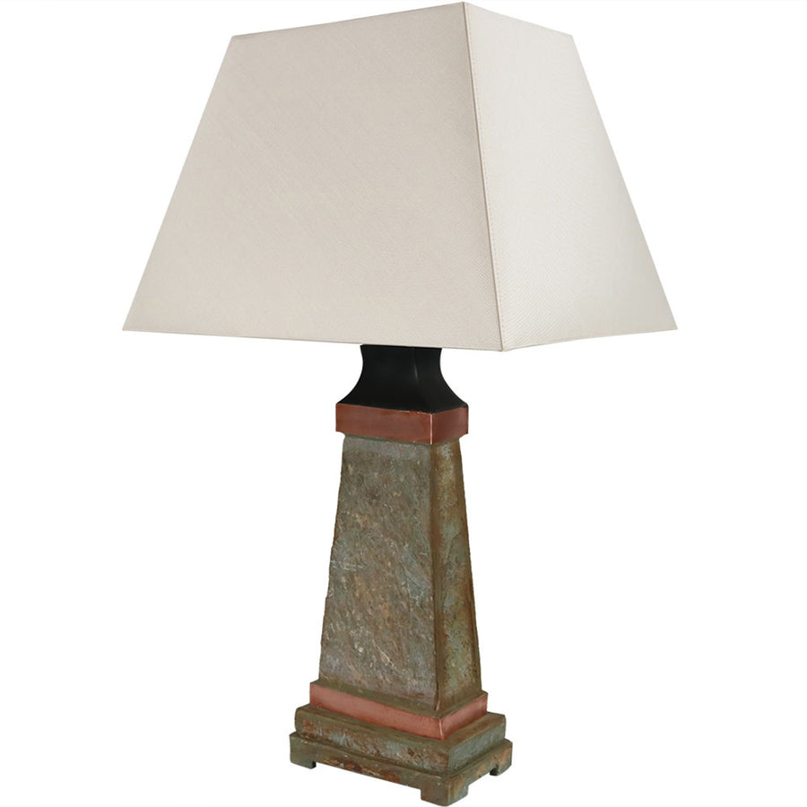 Sunnydaze 30 in Indoor/Outdoor Copper Trimmed Slate Table Lamp with Shade Image 1