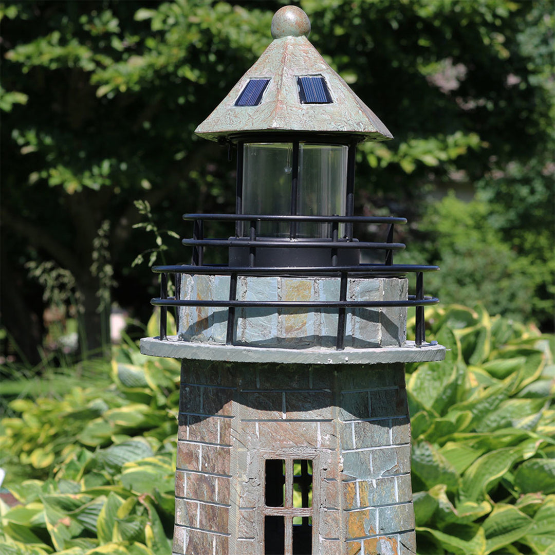 Sunnydaze 35 in Resin and Stone Solar LED Lighthouse Nautical Statue Image 8