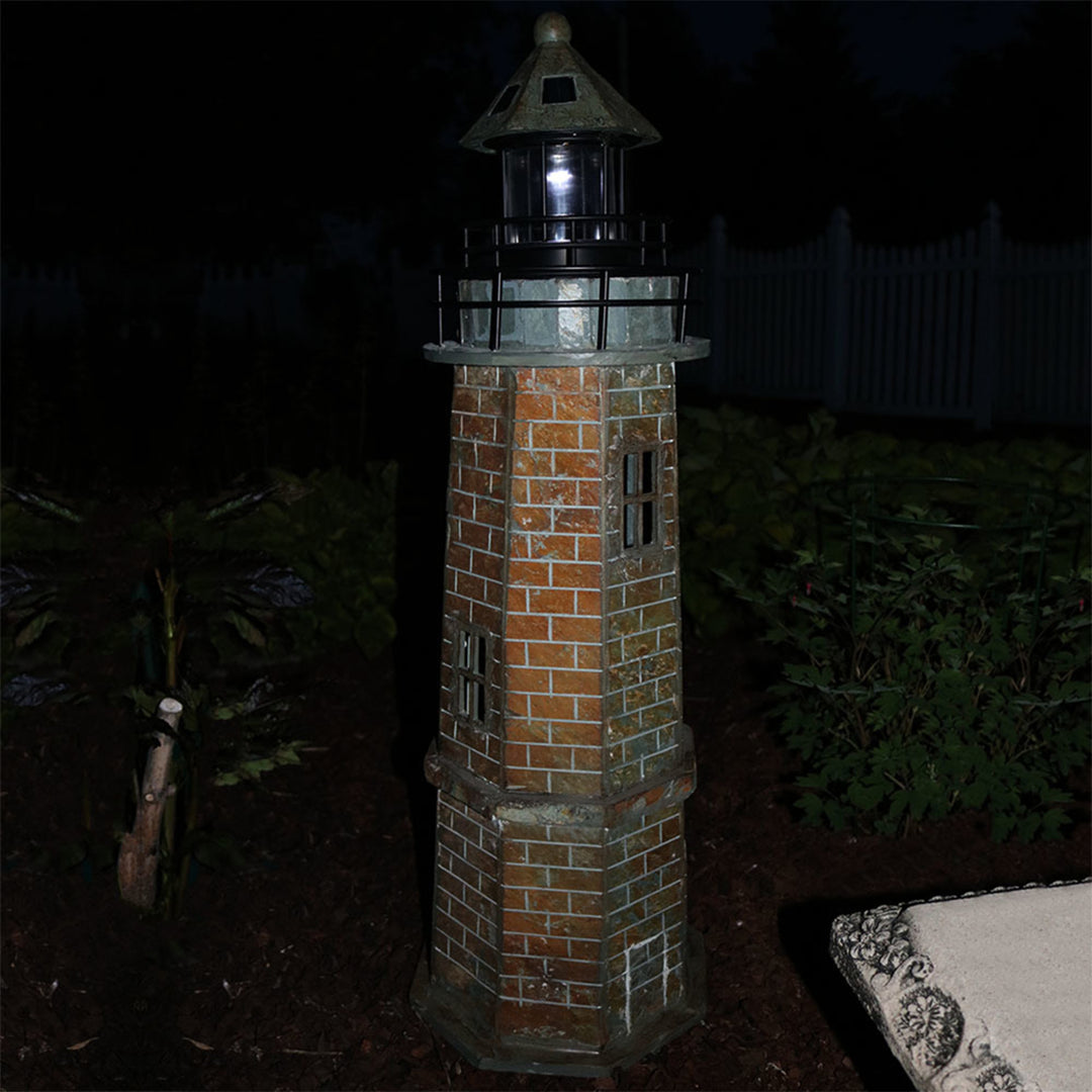 Sunnydaze 35 in Resin and Stone Solar LED Lighthouse Nautical Statue Image 9