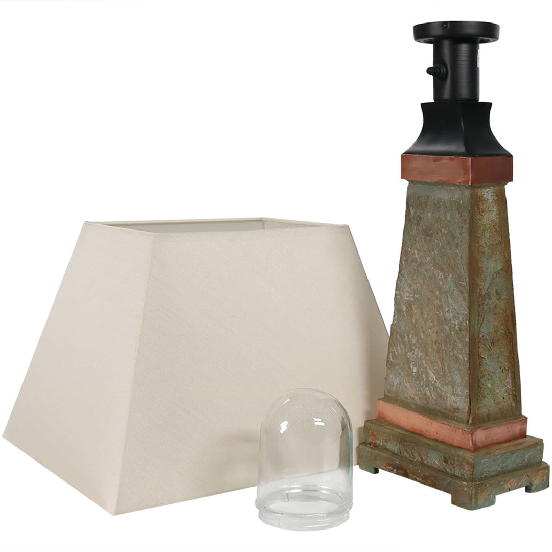 Sunnydaze 30 in Indoor/Outdoor Copper Trimmed Slate Table Lamp with Shade Image 11