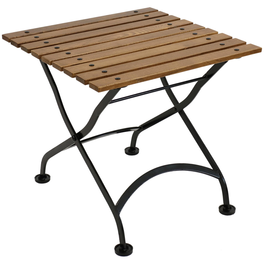 Sunnydaze European Chestnut Wood Folding Square Side Table - 20 in - Brown Image 1